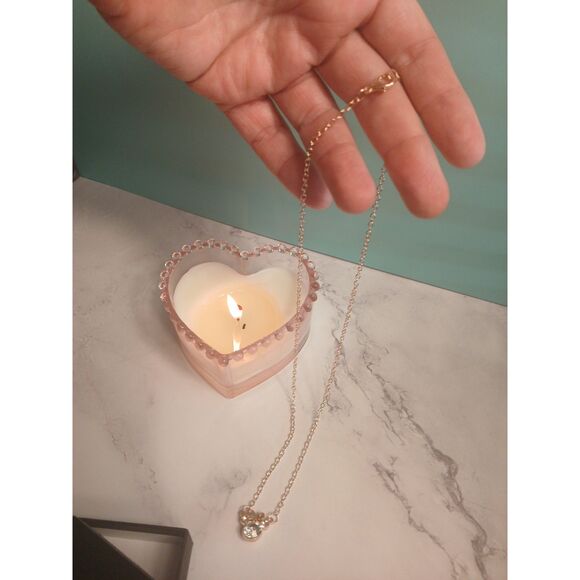 Minnie Park Icon Bow Necklace S925 Silver Rose Gold Plated Cubic Zirconia 19.68" - Picture 8 of 12